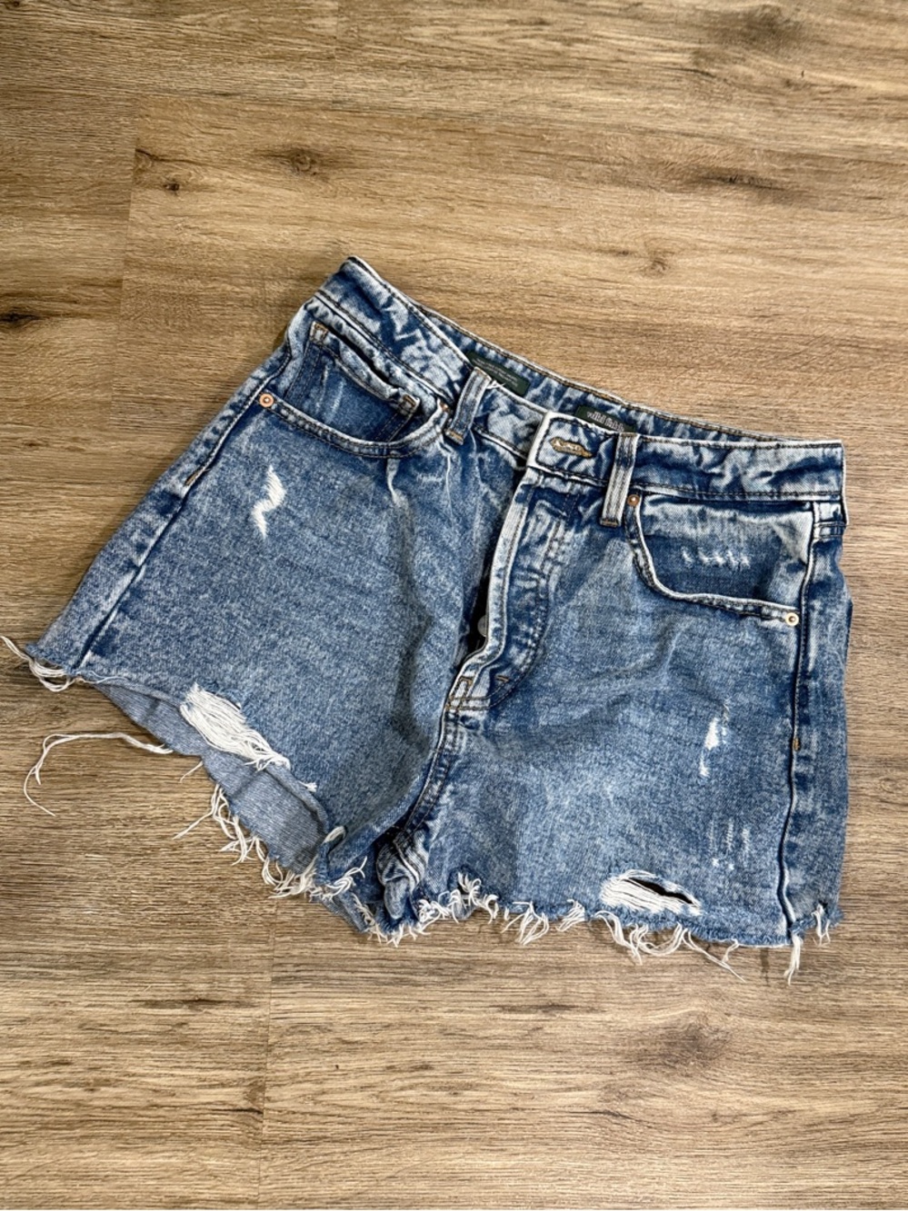 wild fable Distressed Light Blue High-Rise Denim Shorts - Picture 1 of 7